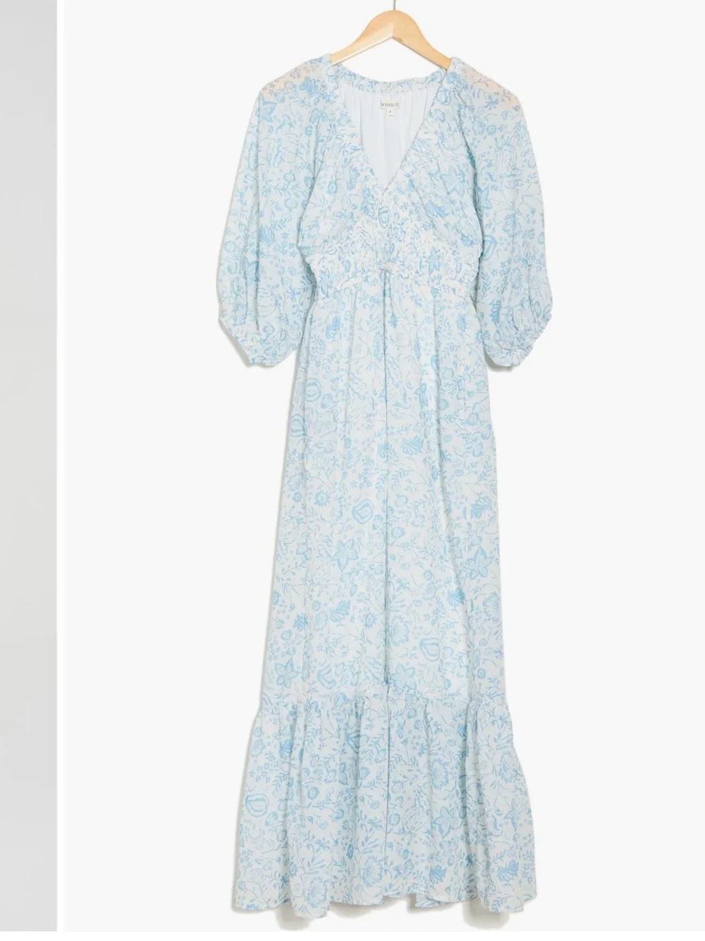 Light Blue Floral Maxi Dress - Picture 3 of 3